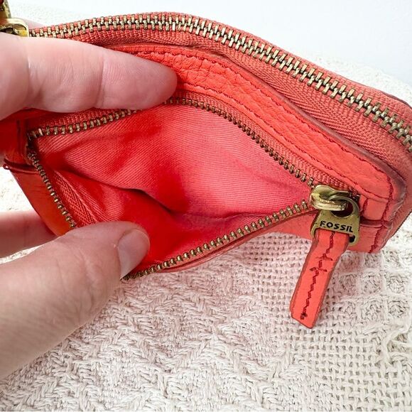 Fossil Coral Leather Wallet Coin Purse Minimalist Card Case - Picture 6 of 6